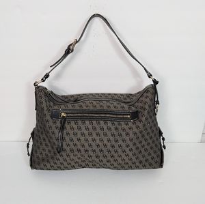 Dooney Bourke signature textile and black leather shoulders bag